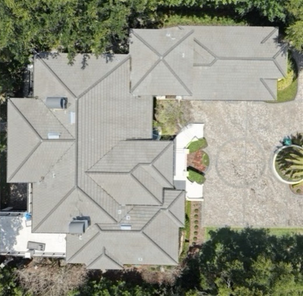 Tile roof after drone cleaning