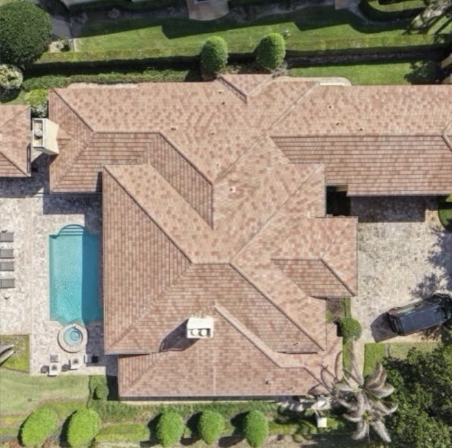 Tile roof · aerial view — after cleaning